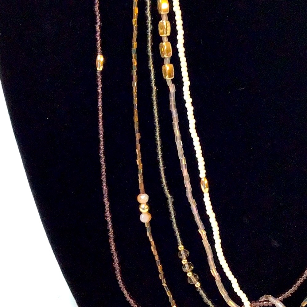 Multi strand colored bead long necklace